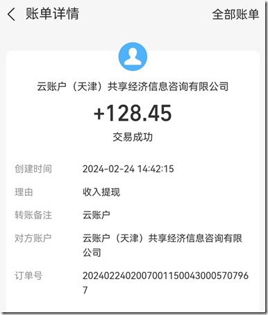 熊猫推文收入128.45元